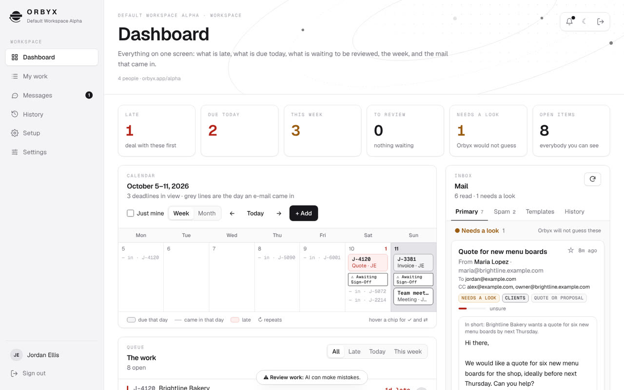 The Orbyx dashboard in the Stark Platinum theme.